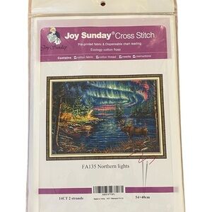 JOY SUNDAY  14 count stamped counted cross stitch kit FA135  Northern Lights